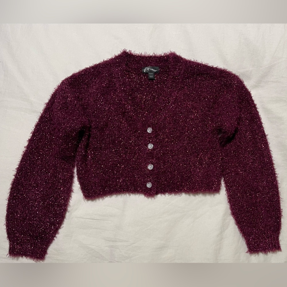 Girls Fuzzy Crop Sweater